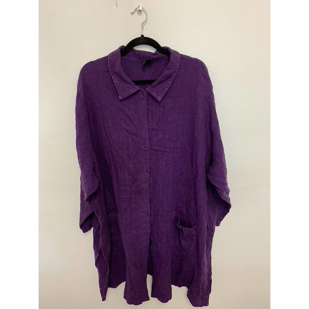 Vintage Making It BIG Purple Button Down Tunic Dress Size 4